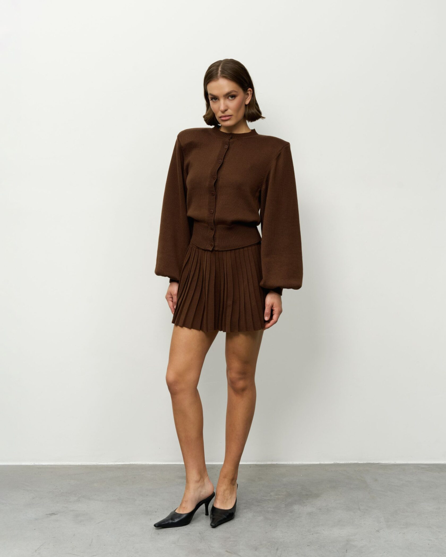 Вязаный костюм с короткой юбкой YONSRU, цвет: шоколад, 827 купить онлайн