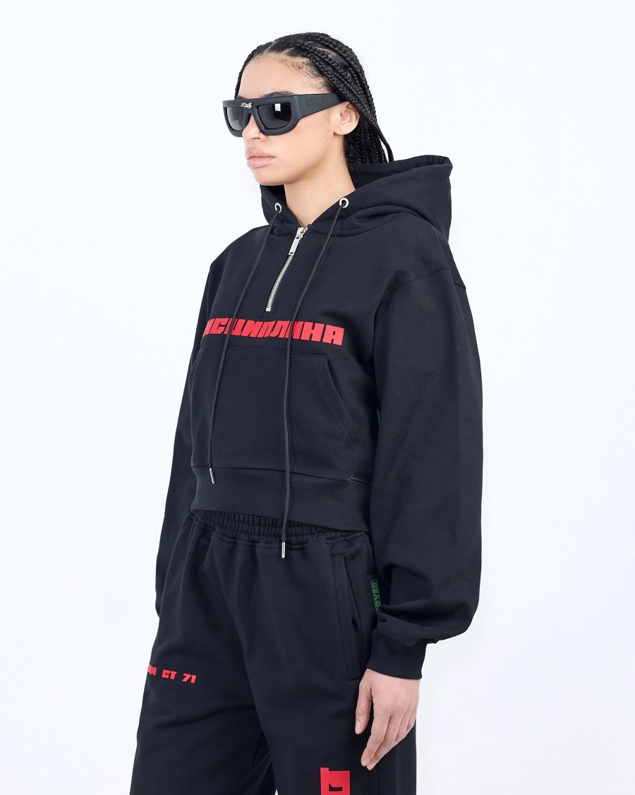Худи укороченное Дисциплина ASIA ST 71, цвет: Черный, Ast71.hood-discipline-crop-bl купить онлайн