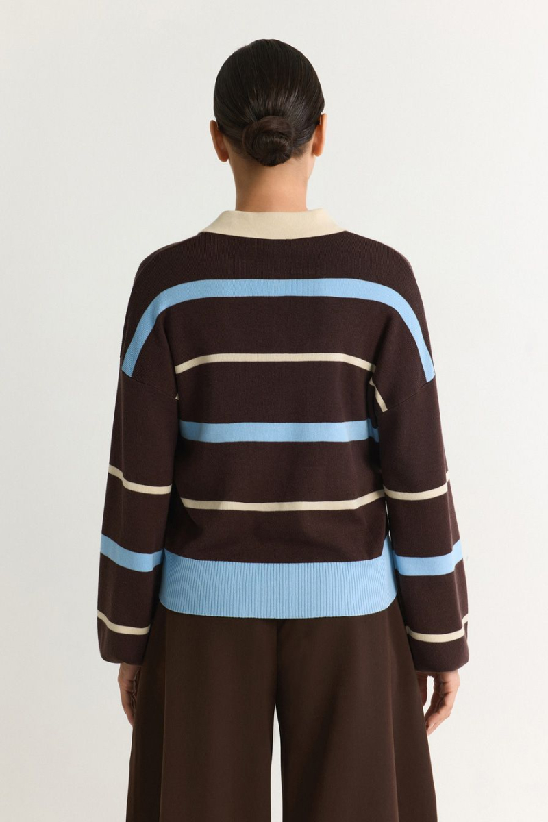 Джемпер с принтом «полоска» TOPTOP, цвет: коричневый с принтом, TT.050.19215.701 купить онлайн