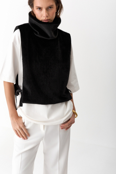 Манишка из искусcтвенного меха Ricoco, цвет: Черный 4097/1 купить онлайн