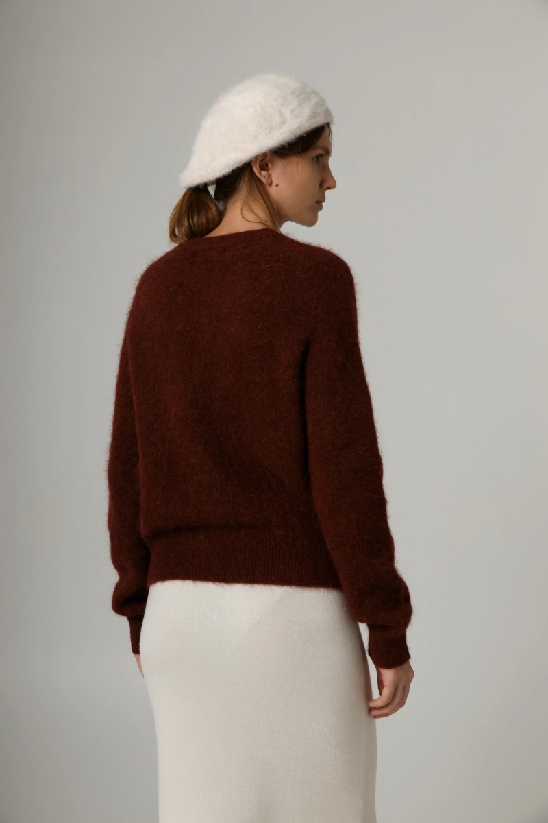 Свитер с V-вырезом из альпаки Ricoco, цвет: терракотовый, 4098/1 купить онлайн