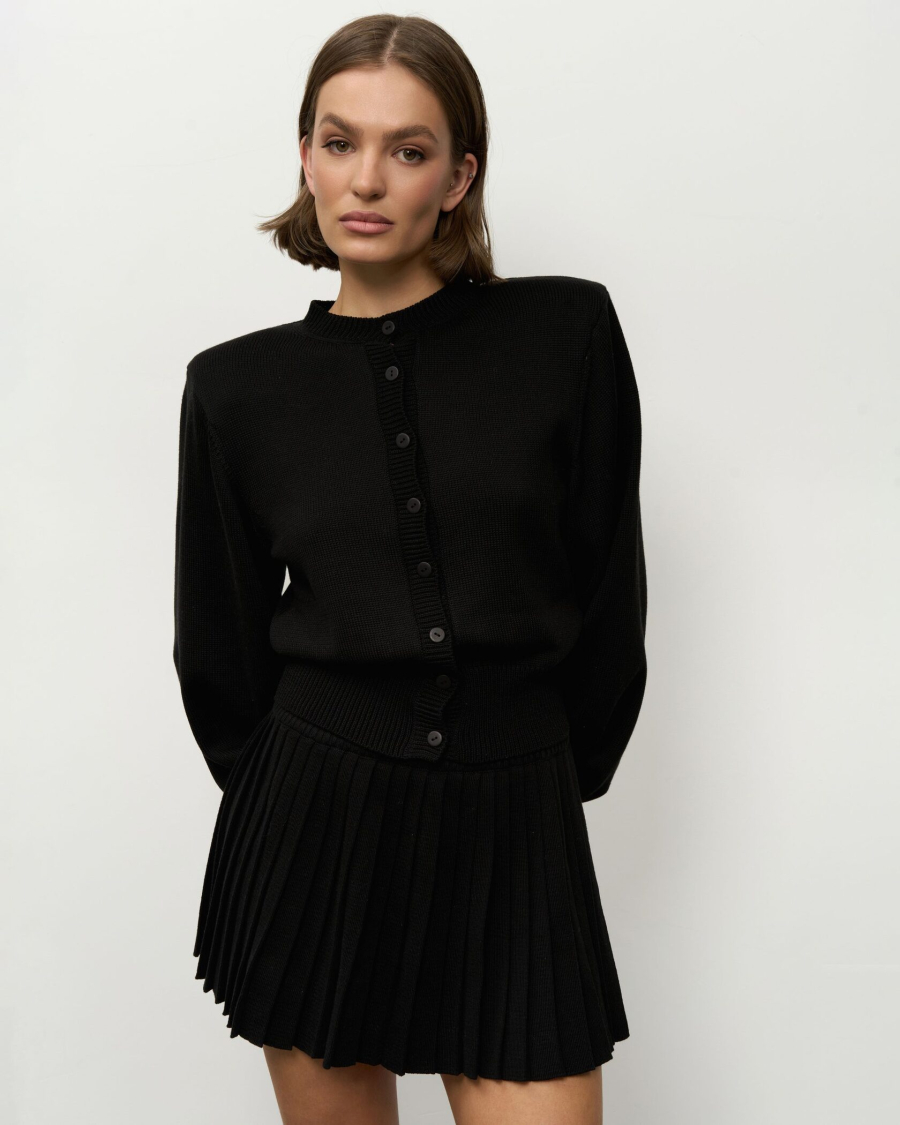 Вязаный костюм с короткой юбкой YONSRU, цвет: Черный, 826 купить онлайн