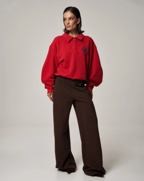 Свитшот-поло YONS STUDIOS RED YONS, цвет: красный, YO-781 купить онлайн