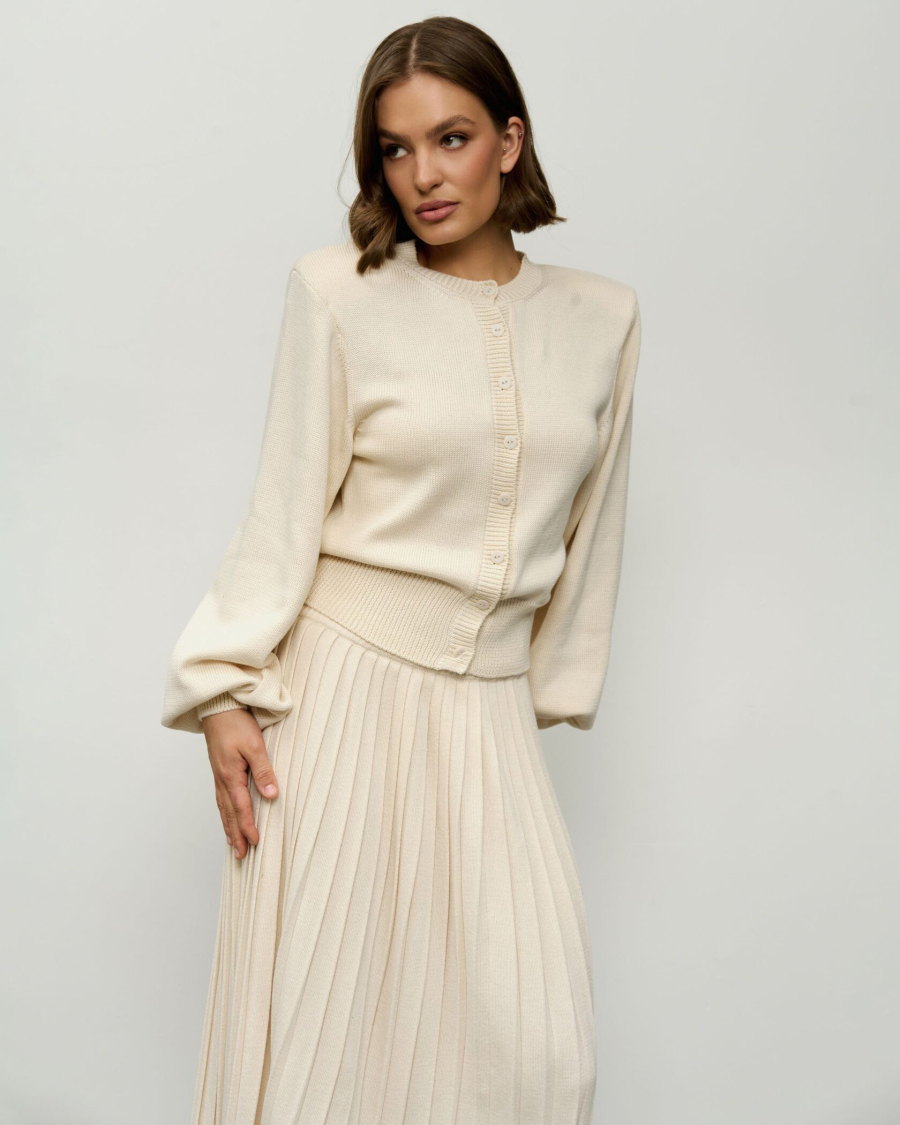 Вязаный костюм с длинной юбкой YONSRU, цвет: молочный, 825 купить онлайн