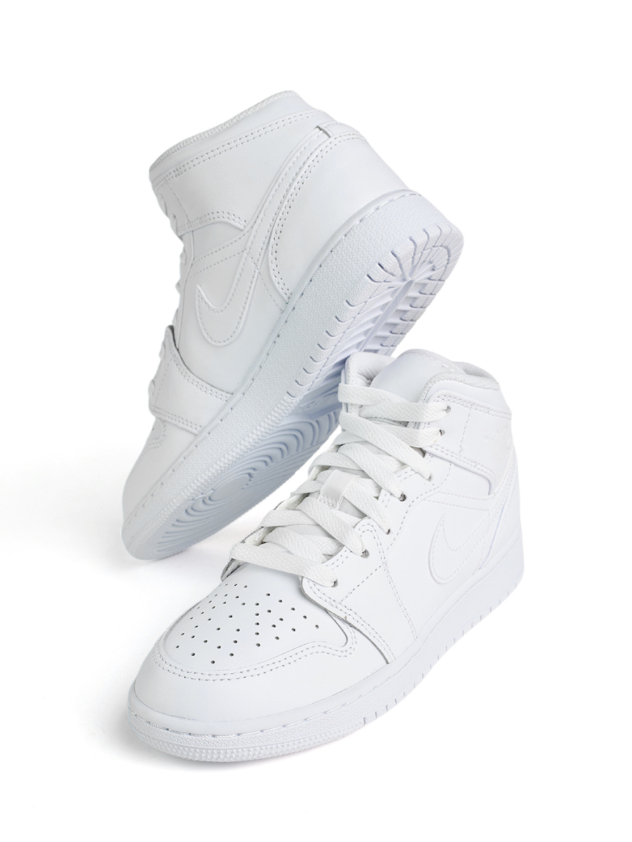 Кроссовки подростковые Jordan 1 Mid "Triple White" NKDADDYS SNEAKERS, цвет: белый 554725-136 купить онлайн