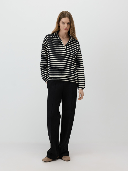 Лонгслив букле Conso, цвет: мультиколор, PL 260441 - черный/молочный купить онлайн