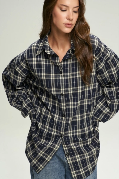 Рубашка Oversized в клетку Dark Blue