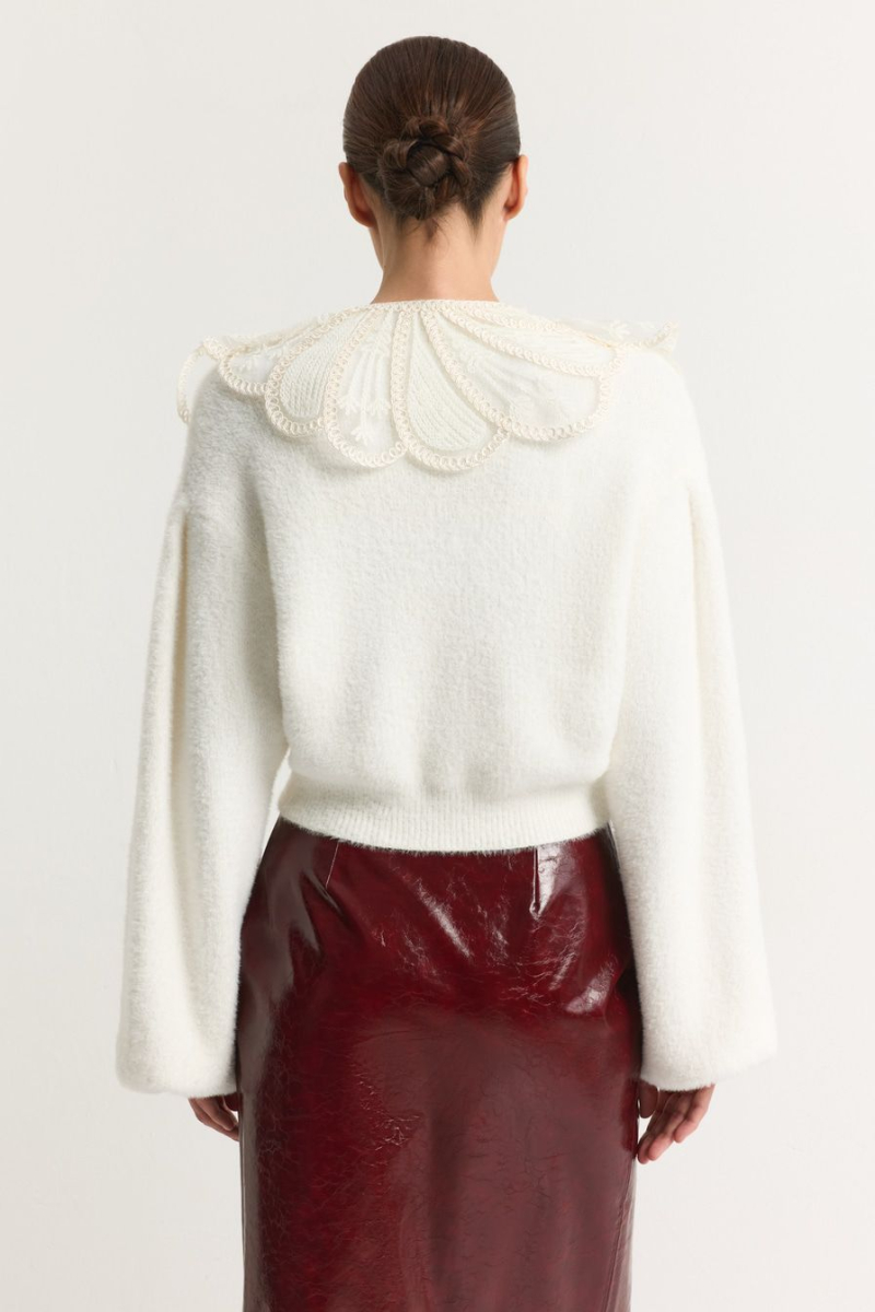 Кардиган с кружевным воротником TOPTOP, цвет: молочный, TTS.051.18653.120 купить онлайн