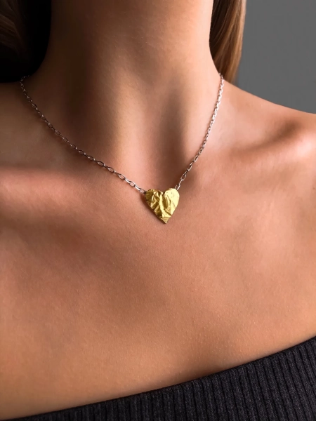 Серебряное колье сердце "Folio" gold SBLESKOM, цвет: позолота, 21061 купить онлайн