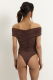 Боди с открытыми плечами TOPTOP, цвет: коричневый, TTS.023.17608.700.05436 купить онлайн