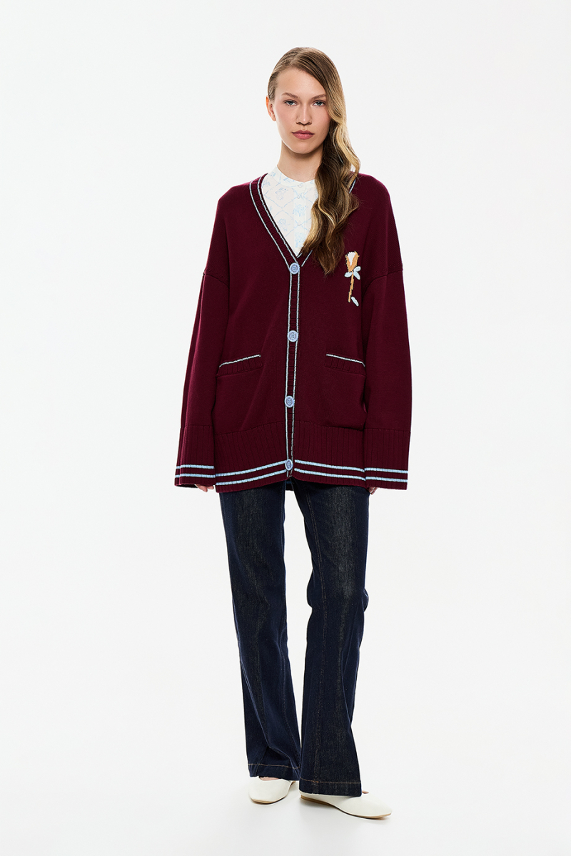 Кардиган с вышивкой DREAMS BY ALENA AKHMADULLINA, цвет: Бордовый, 225104040304215/814000 купить онлайн