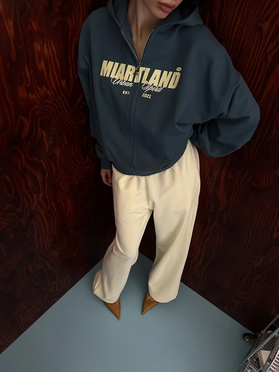 Худи на молнии с принтом MIARTLAND, цвет: синий, НФ-00000817 купить онлайн