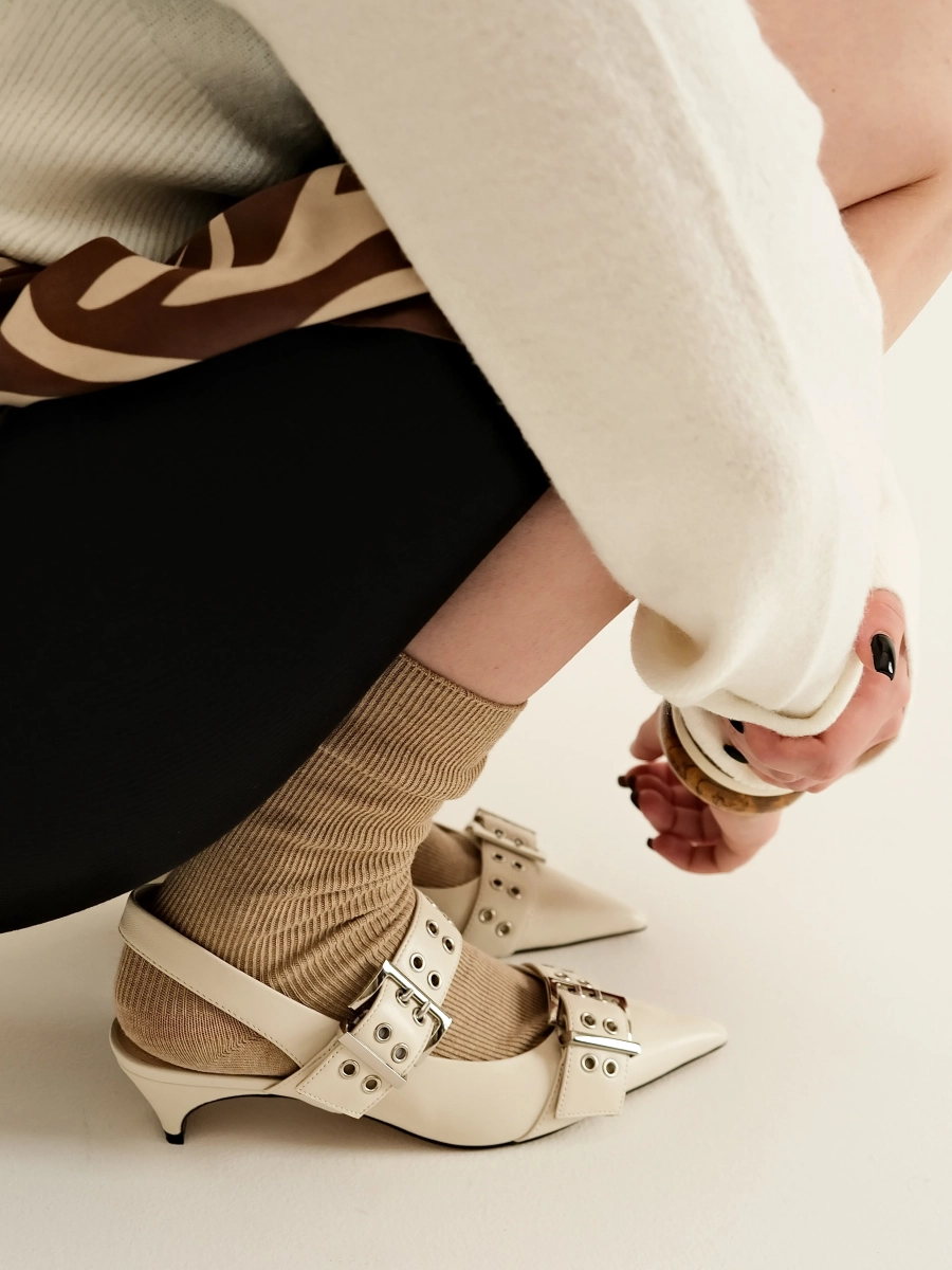 Женские носки в рубчик TENDEN, цвет: бежевый меланж WSF21/04-бежевый меланж купить онлайн