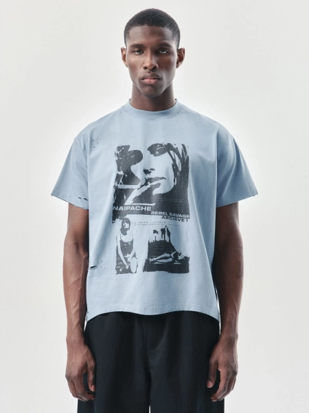 Футболка с принтом NAIPACHE, цвет: синий, 2611004200 купить онлайн