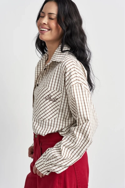 Рубашка в клетку Erist store, цвет: коричневый, НФ-00003484 купить онлайн