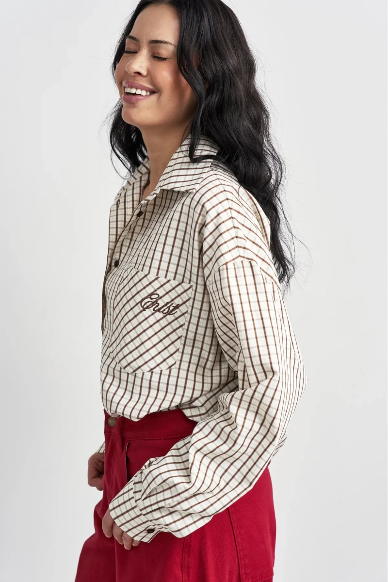 Рубашка в клетку Erist store, цвет: коричневый, НФ-00003484 купить онлайн