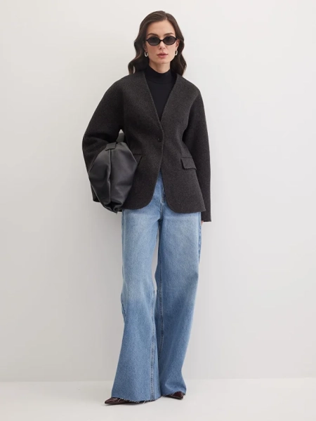 Приталенный жакет из шерсти Marou, цвет: серый,  купить онлайн