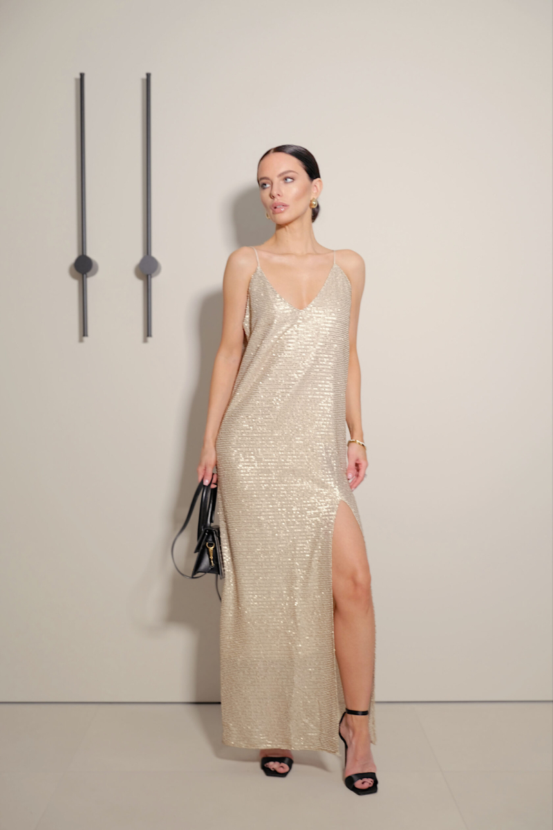 Платье-комбинация из пайеток