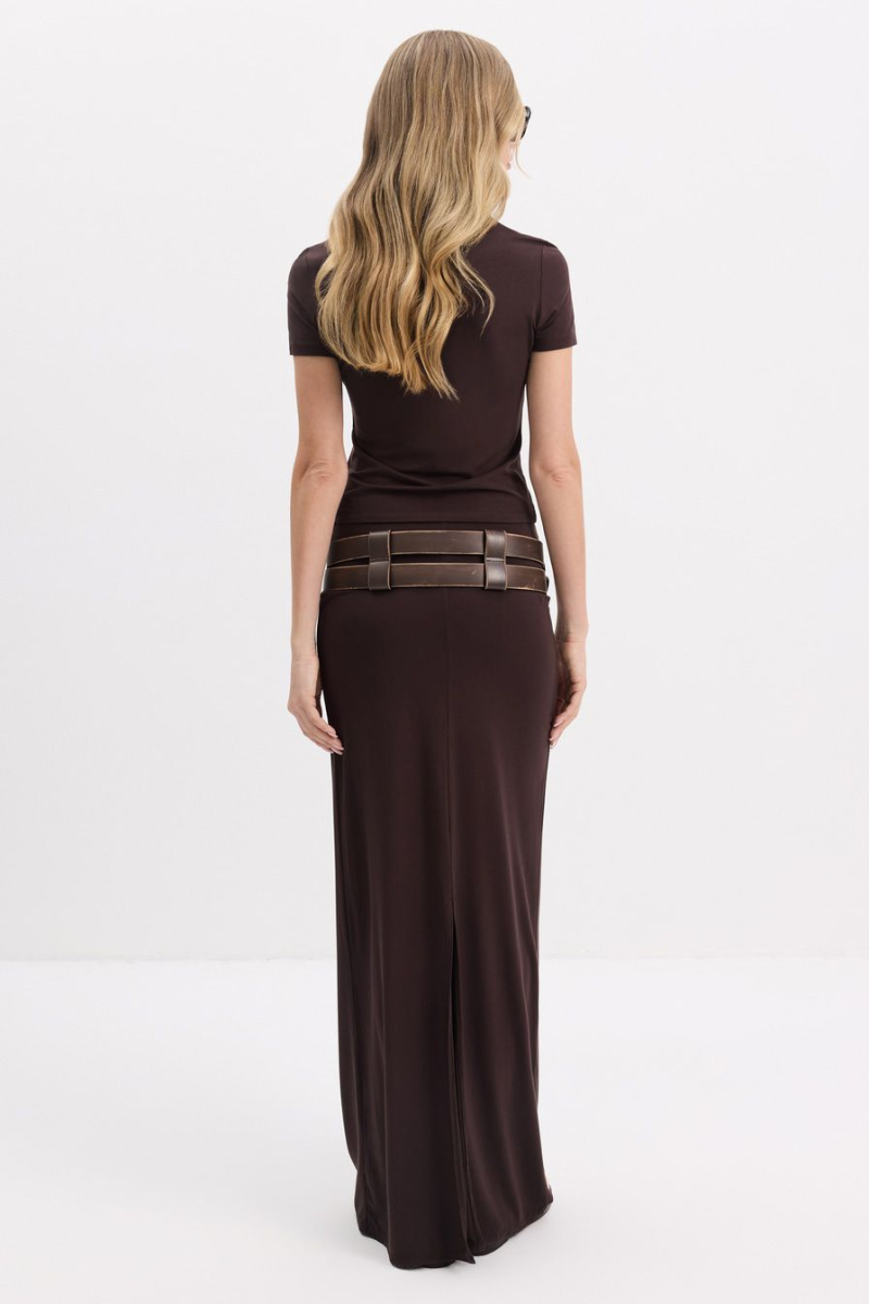 Футболка из смесовой вискозы TOPTOP, цвет: коричневый, TT.027.17398.700 купить онлайн