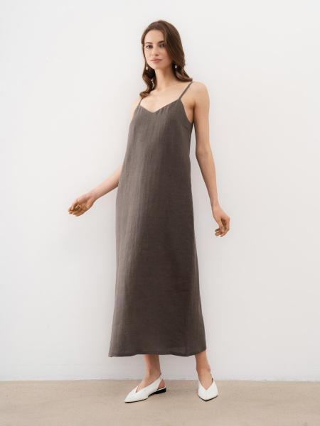 Платье на бретелях Petrichor PURE LINEN, цвет: серый,  купить онлайн