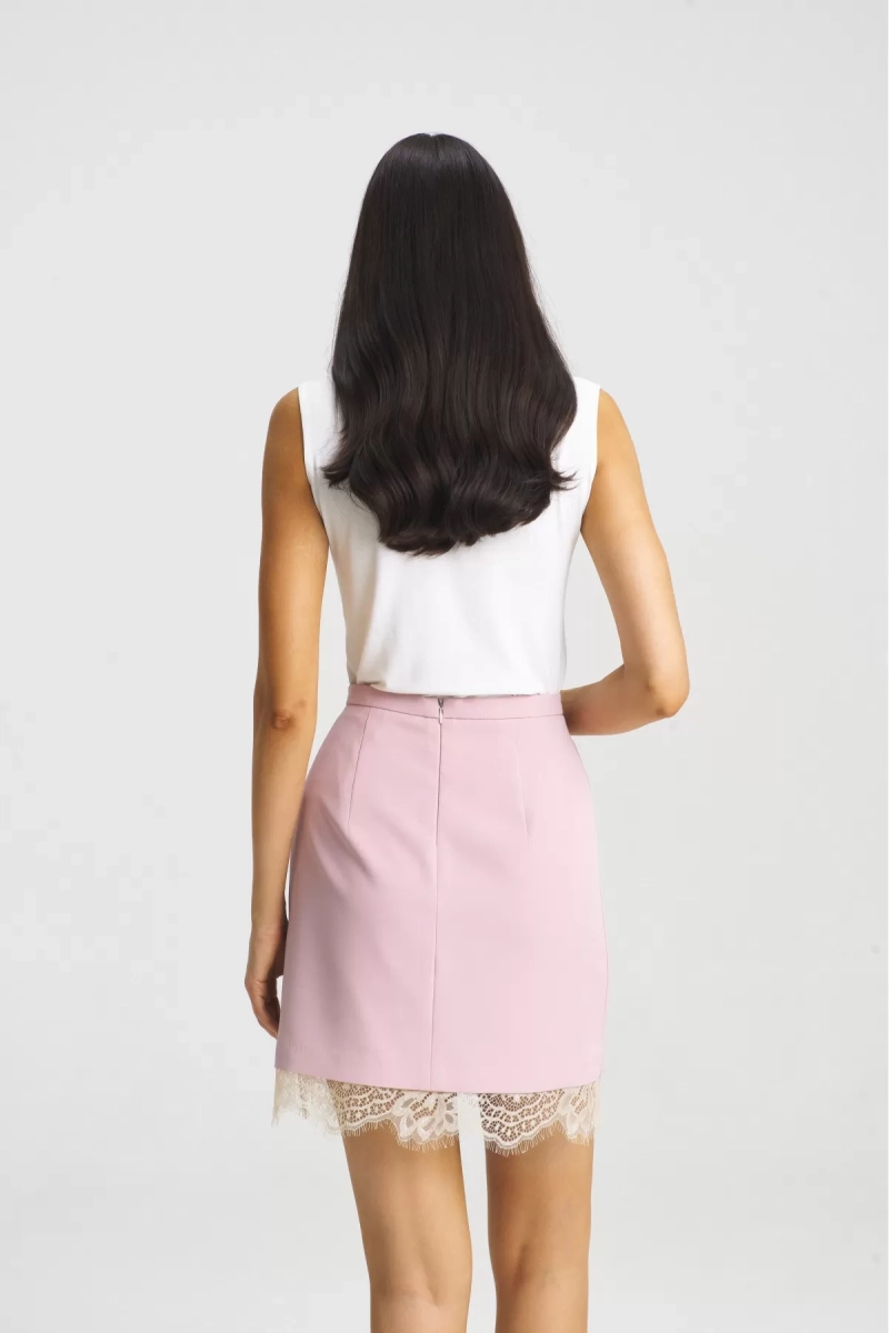 Юбка с кружевом Pink Erist store, цвет: розовый, НФ-00002005 купить онлайн