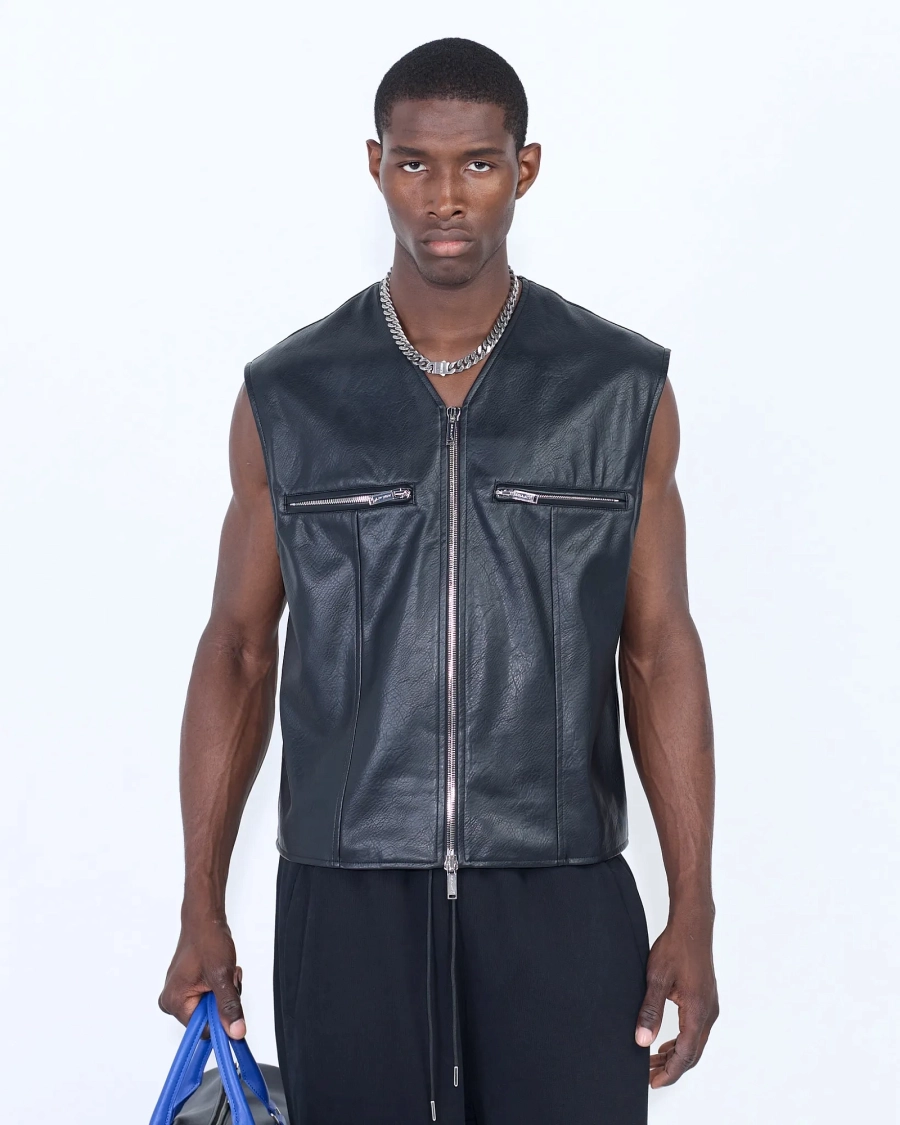 Жилет из экокожи BLACK ASIA ST 71, цвет: Черный, Ast71.vest-leather-bl купить онлайн
