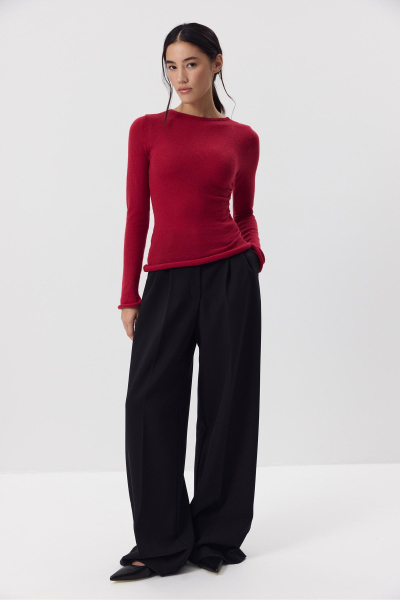 Лонгслив вязанный со сборкой Charmstore, цвет: винный, 313-43785-451 купить онлайн