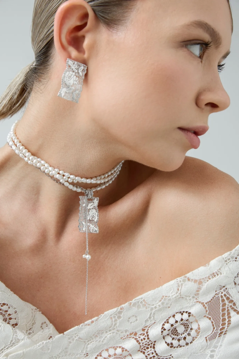 Серебряная моносерьга «Кружево» правая SBLESKOM, цвет: серебро, 12115 купить онлайн