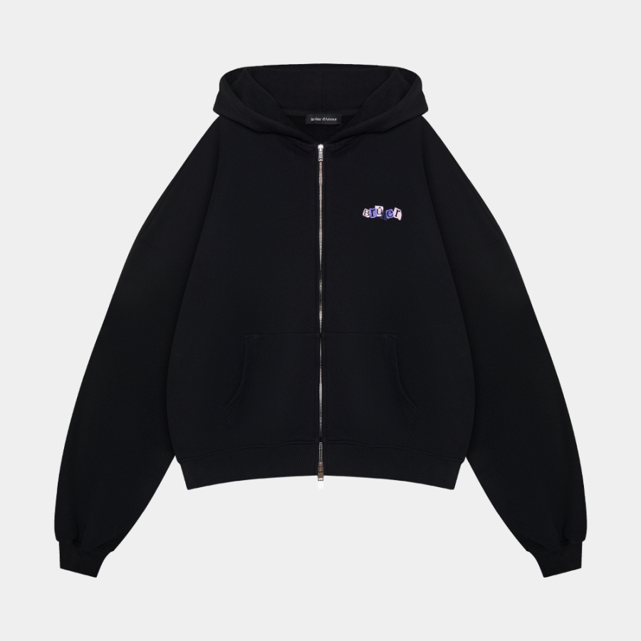 Зип-худи "Attitude matinale" Black Crop Fit