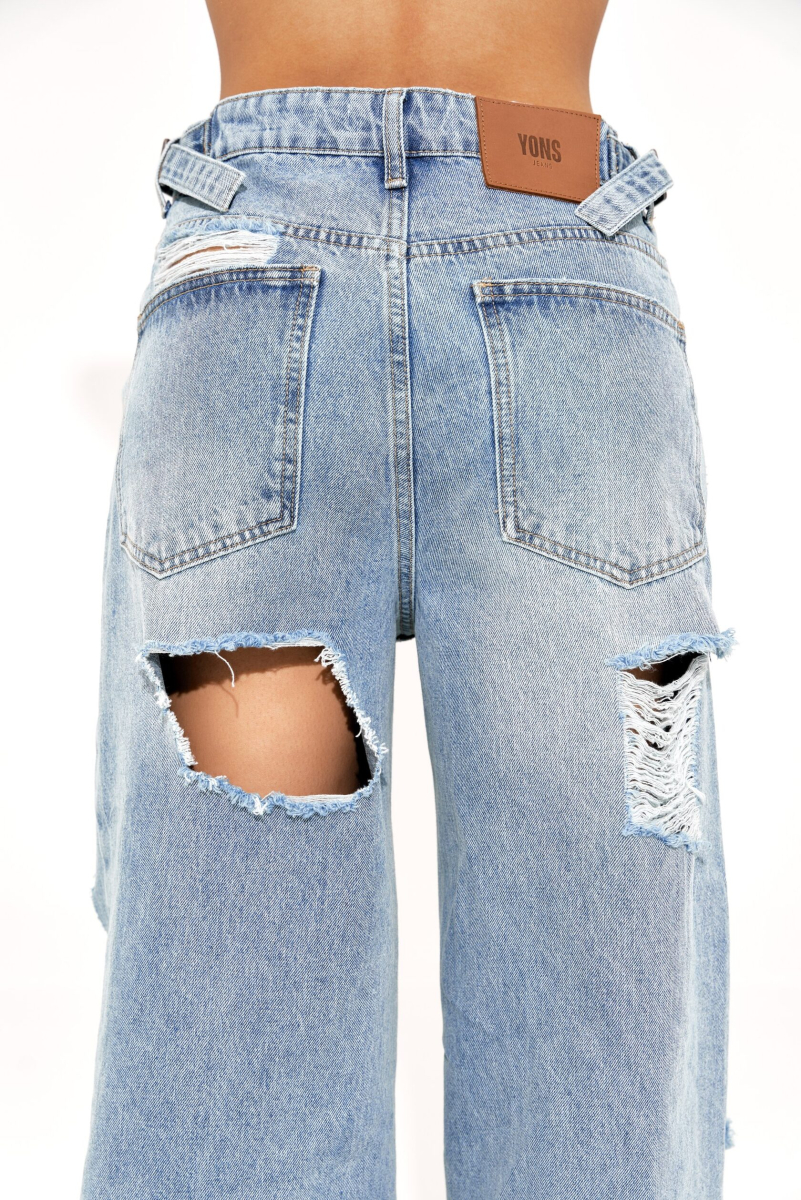 Джинсы MAMA NE POYMET CUTS BLUE YONS, цвет: голубой, YO-402 купить онлайн