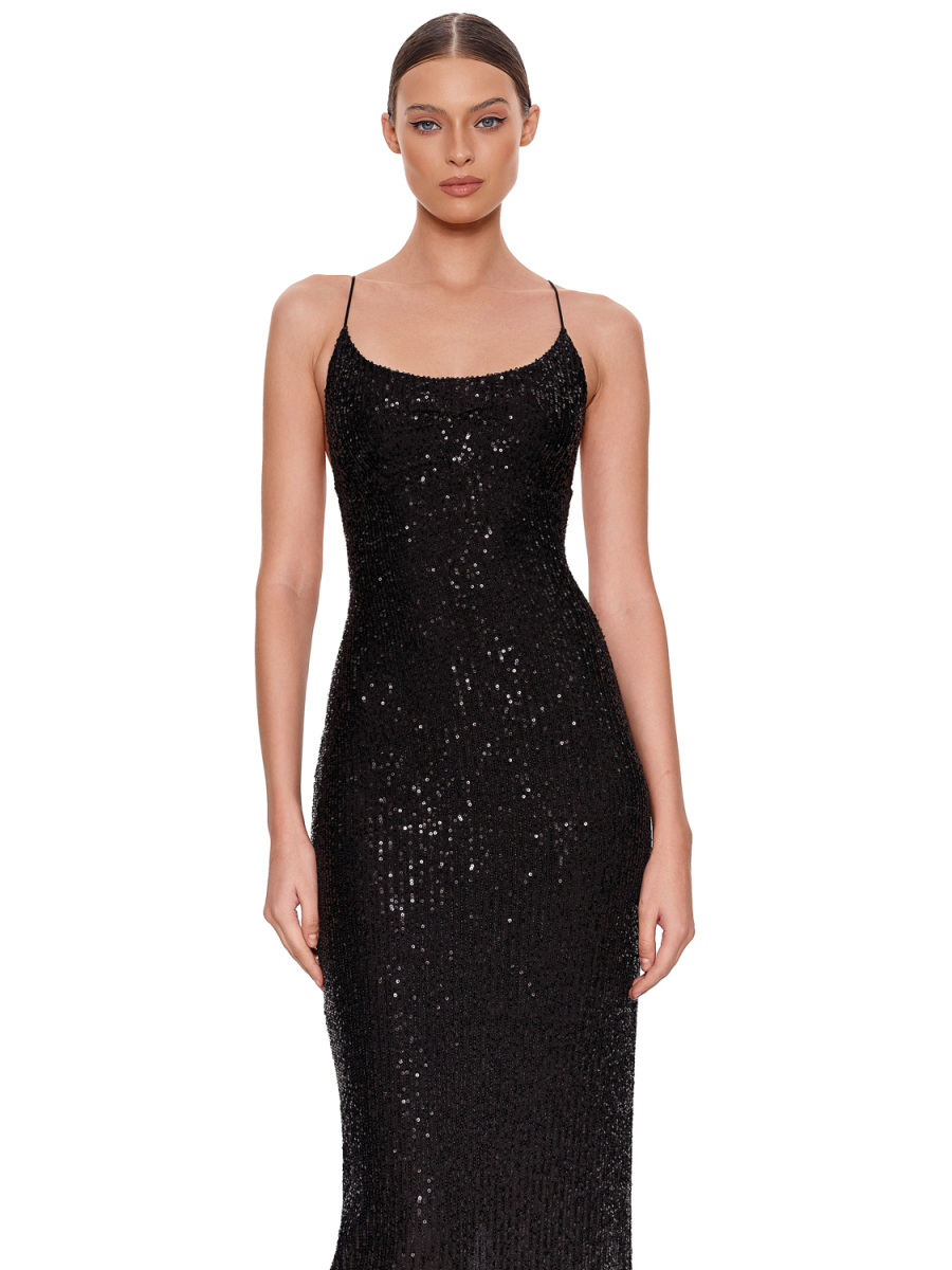 Платье-макси из пайеток SODAMODA, цвет: Черный, 13629 купить онлайн