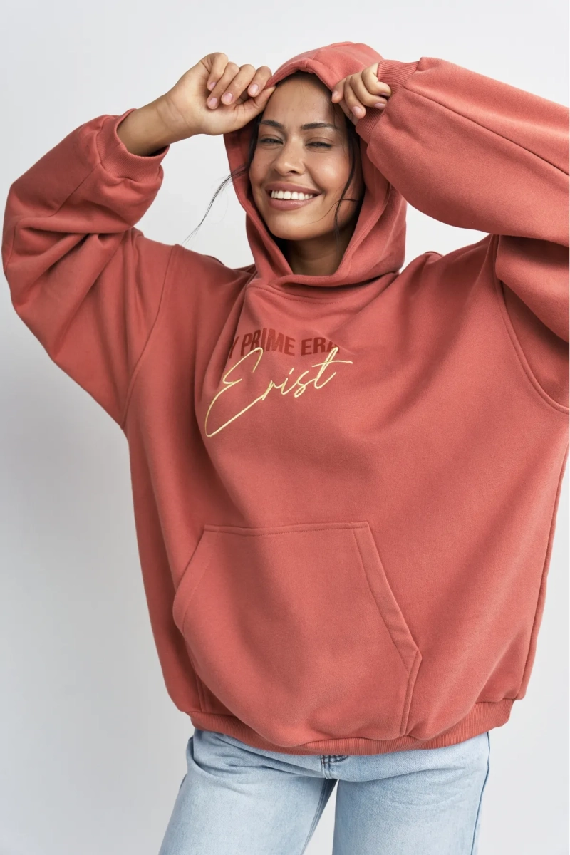 Худи с принтом Erist store, цвет: терракотовый, НФ-00003409 купить онлайн