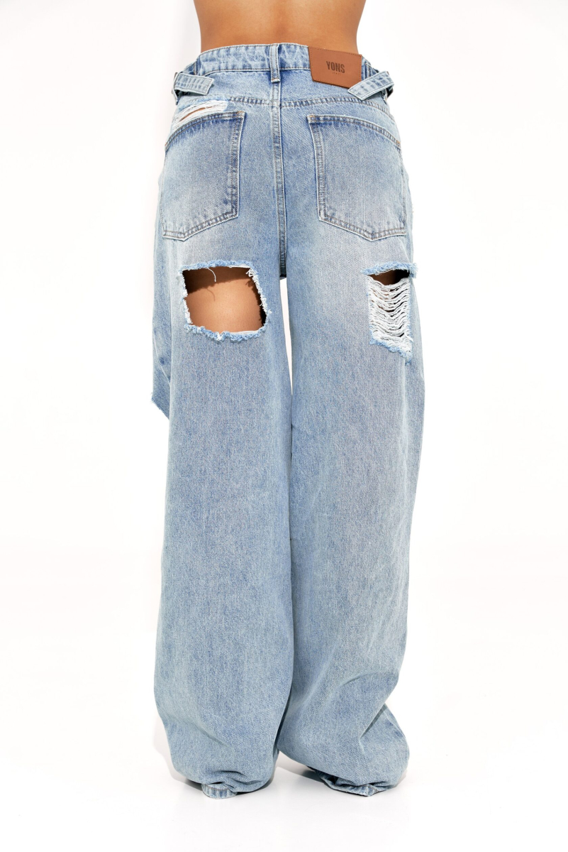 Джинсы MAMA NE POYMET CUTS BLUE YONS, цвет: голубой, YO-402 купить онлайн