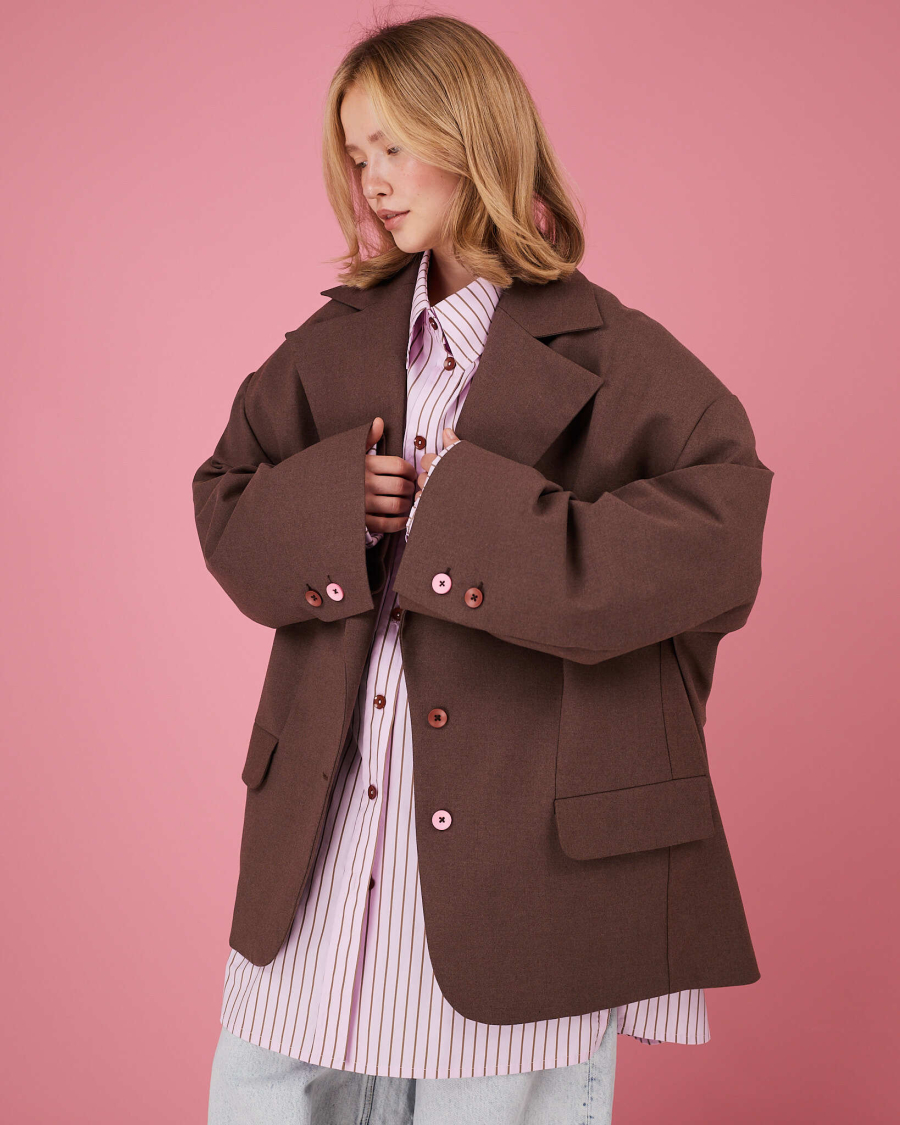 Пиджак макси шоколадный TABOO, цвет: шоколад, Blzr02 купить онлайн