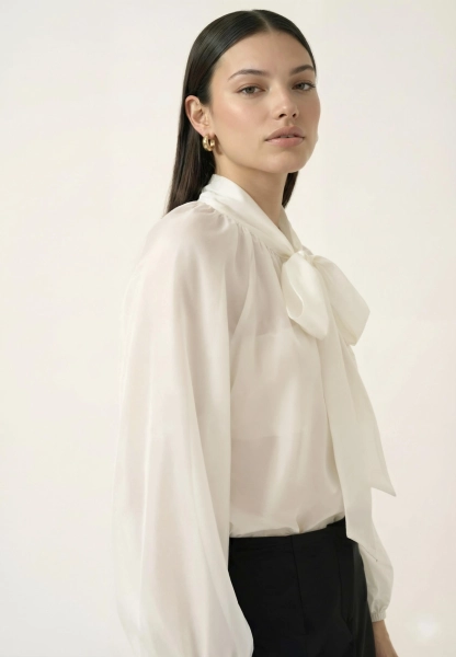 Блуза из шифона с бантом REFERT, цвет: молочный, 12-3545/2-2511 купить онлайн