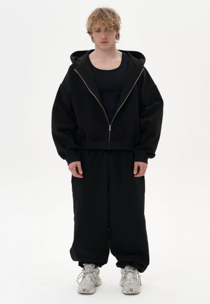 Оверсайз худи crop на молнии all., цвет: black, 00202 купить онлайн