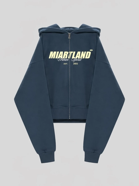 Худи на молнии с принтом MIARTLAND, цвет: синий, НФ-00000817 купить онлайн