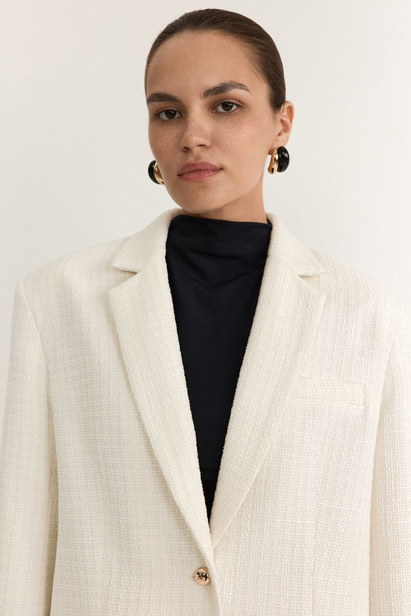 Твидовый жакет TOPTOP, цвет: молочный, TTS.060.19278.120 купить онлайн