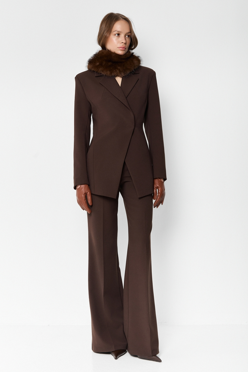 Брюки классические со средней посадкой Ricoco, цвет: горький шоколад, 7054/2 купить онлайн