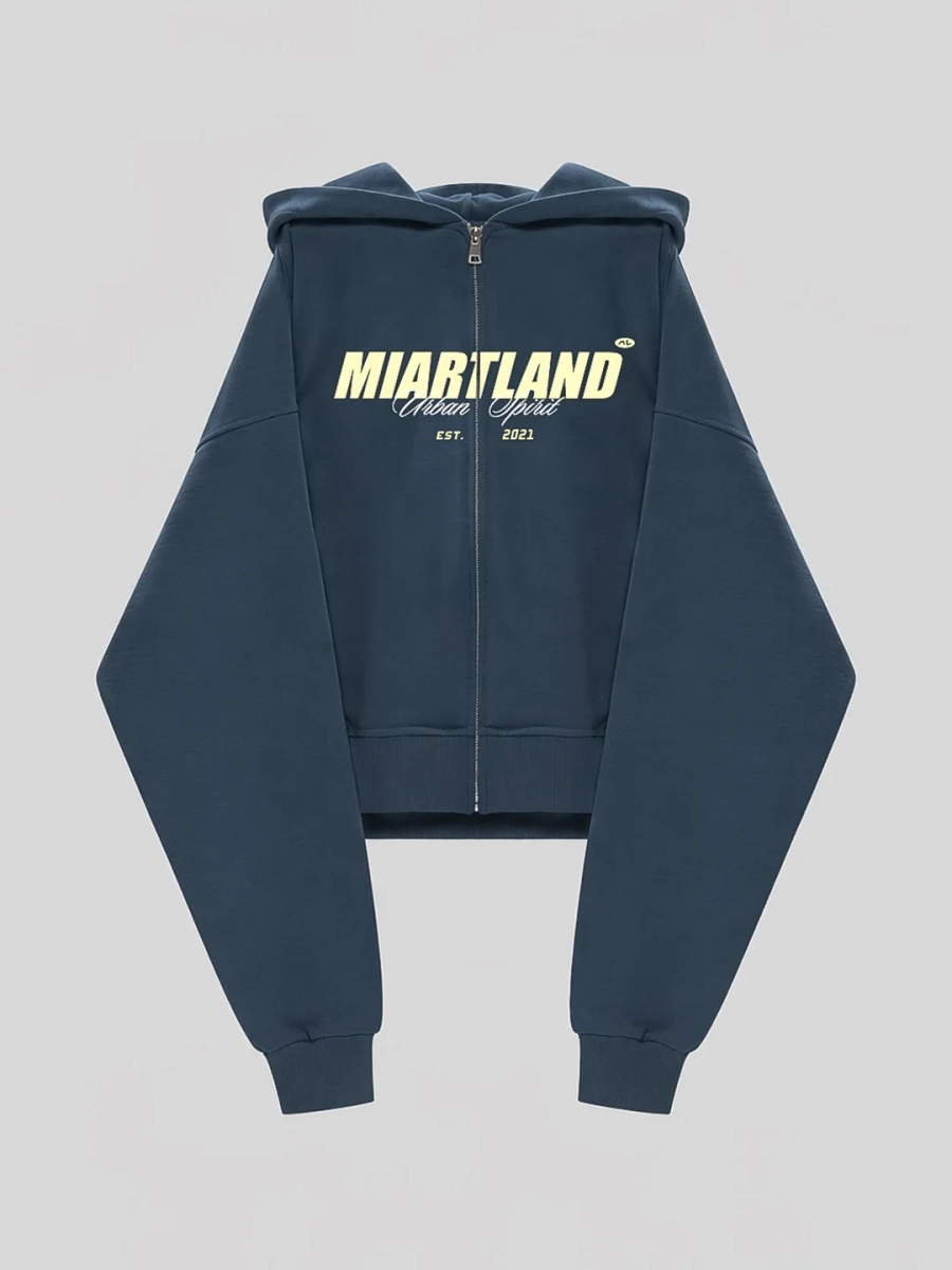 Худи на молнии с принтом MIARTLAND, цвет: синий, НФ-00000817 купить онлайн