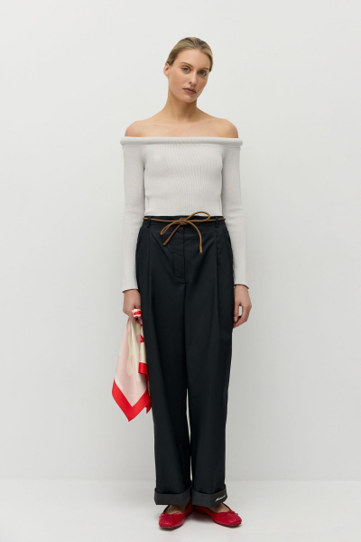 Джемпер с открытыми плечами из вискозы AROUND, цвет: Светло-серый, 219_121VN03 купить онлайн