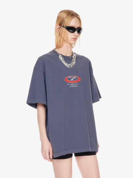 Футболка оверсайз с принтом POST POST SCRIPTUM, цвет: потертый синий, 1144.11.00.BLU купить онлайн