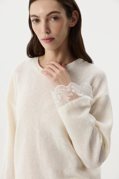 Джемпер с ажурным кружевом Charmstore, цвет: молочный, 303-49981-111 купить онлайн