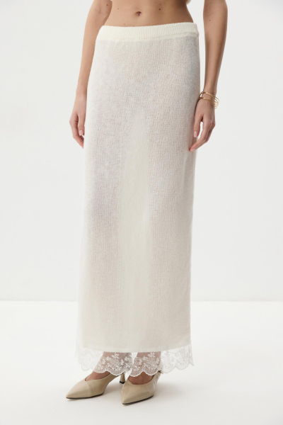 Юбка прямая с ажурным кружевом Charmstore, цвет: молочный, 311-50181-111 купить онлайн
