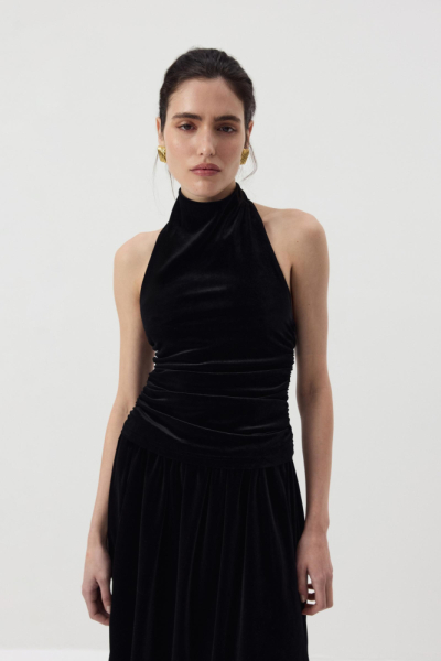 Топ халтер со стойкой из бархата