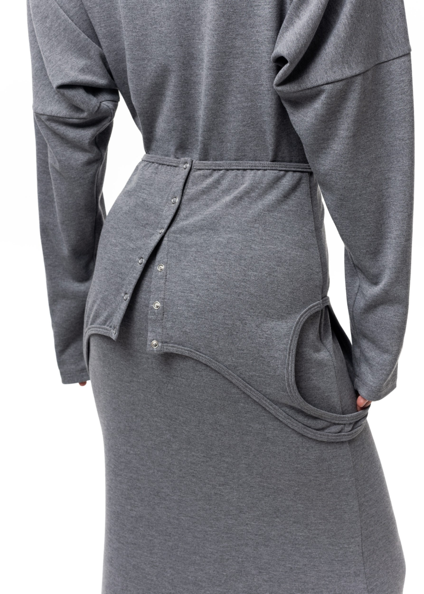 Платье с подплечниками из вискозы ASYA SEMYONOVA, цвет: grey, 00-00002502 купить онлайн