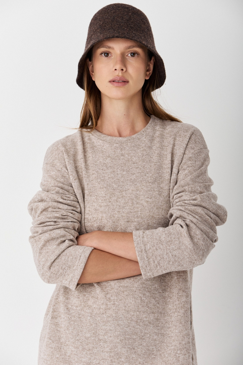 Свитшот из смесовой шерсти CL Ricoco, цвет: бежевый меланж, 7035/2 купить онлайн