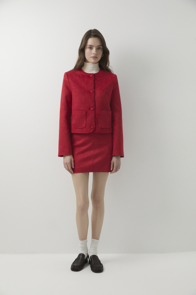 Жакет из замши Charmstore, цвет: красный, 105-29368-440 со скидкой купить онлайн
