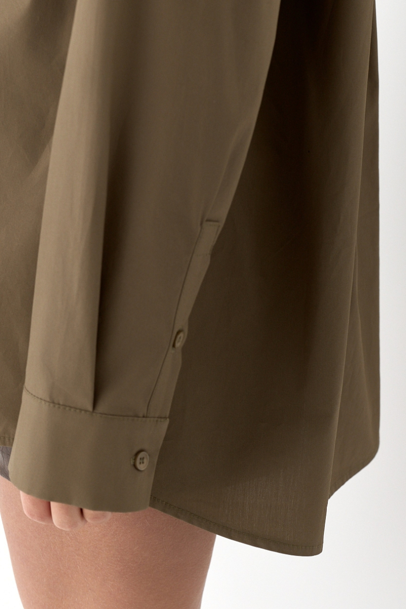 Рубашка оверсайз из хлопка Ricoco, цвет: оливковый, 7000/2 купить онлайн