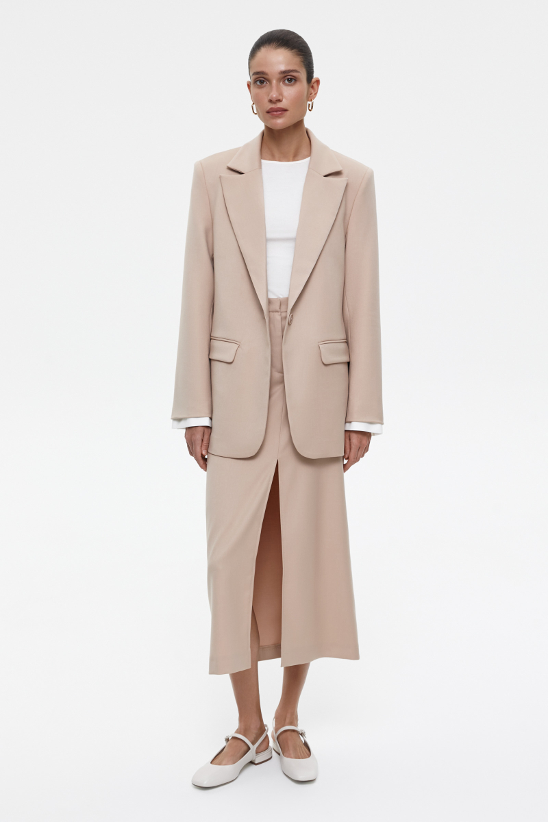 Пиджак с контрастными манжетами Charmstore, цвет: бежевый, 3010-2124-1000 купить онлайн